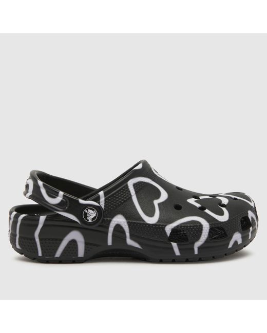 CROCSTM Black Classic Hearts Clog Sandals In