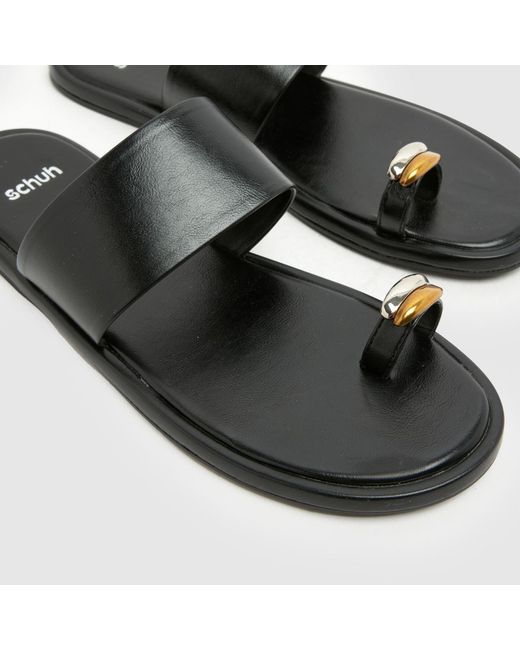 Schuh Black Thyme Metal Toe Loop Sandals