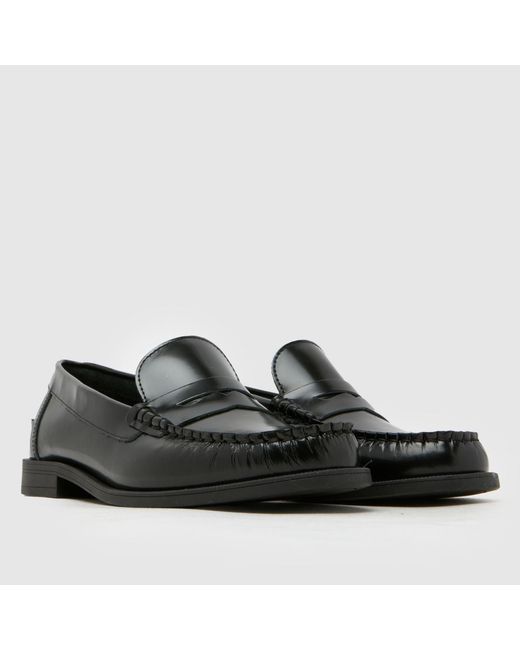 Schuh Black Liverpool Penny Leather Loafer Flats