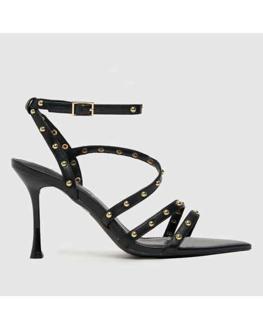 Schuh Black Ladies Sol Studded Strappy High Heels
