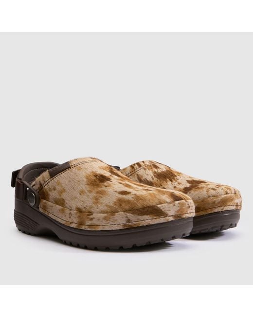 CROCSTM Brown Classic Crafted Hair-On Clog Sandals