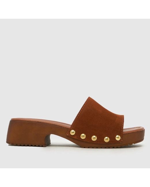 Schuh Brown Verity Suede Clog Sandals