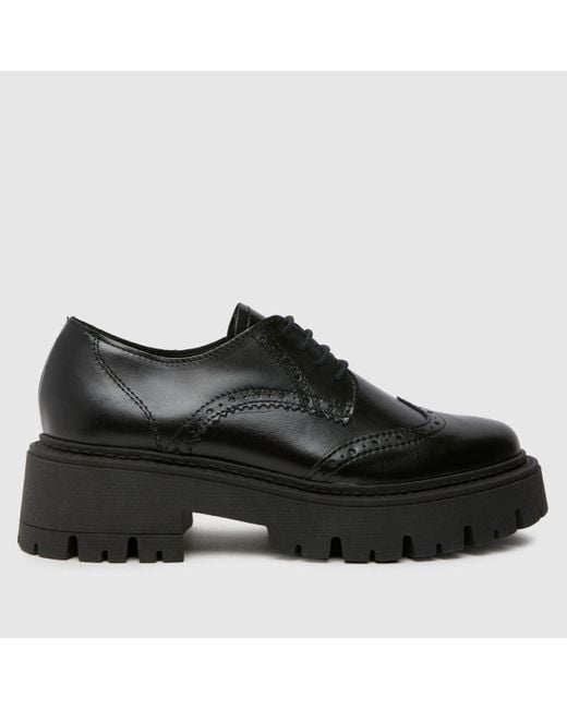 Schuh Black Liora Chunky Brogue Flats