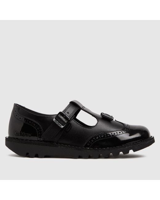 Kickers Black T-bar Mono Flat Shoes