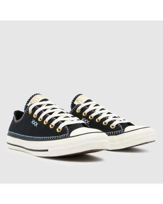 Converse Black All Star Ox Crafted Stitch Trainers In