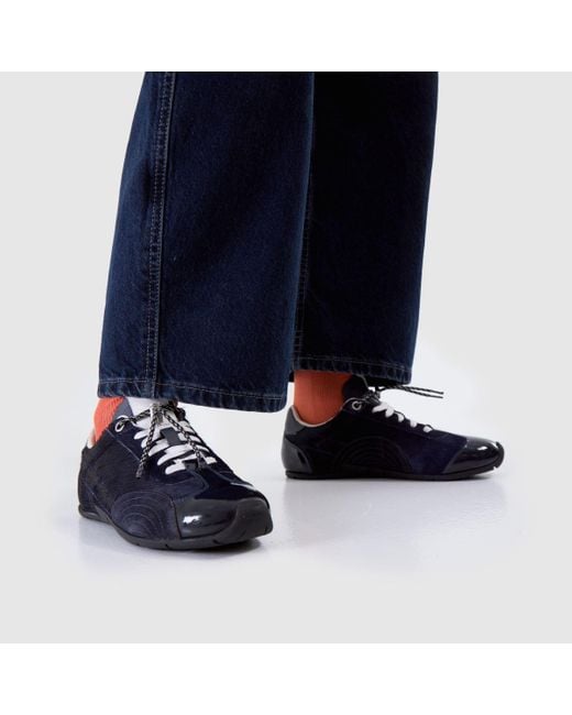 Schuh Blue Montana Leather Slim Sole Trainers