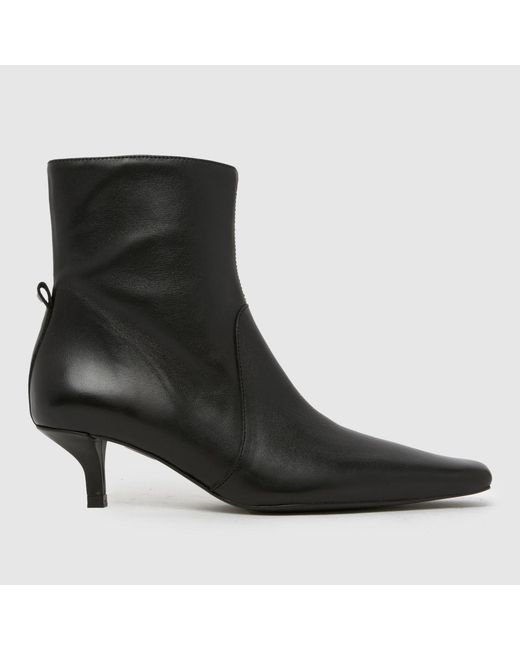 Schuh Black Bowden Leather Heeled Boots