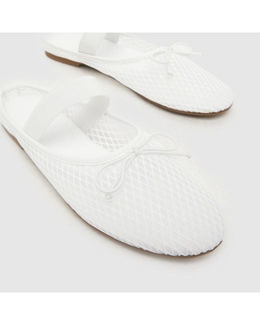 Schuh White Linnet Backless Mesh Ballerina Flats