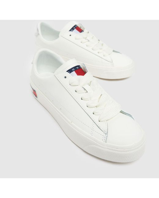 Tommy Hilfiger White Vulc Leather Trainers In