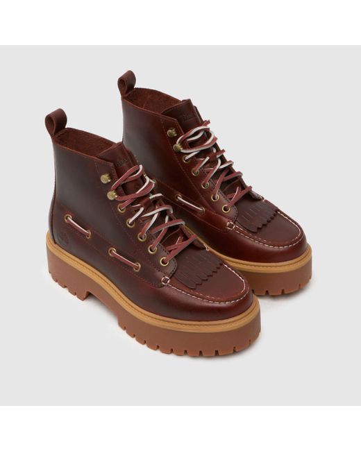 Timberland Brown Stone Street 7 Eye Platform Boots In