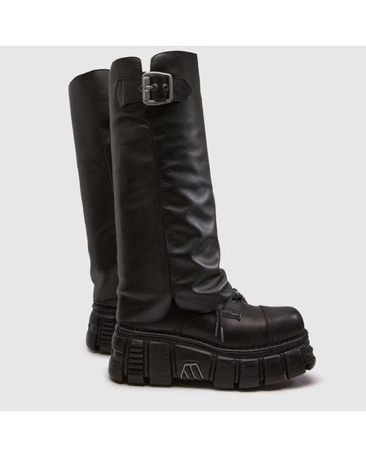 New Rock Black Gaiter Flats