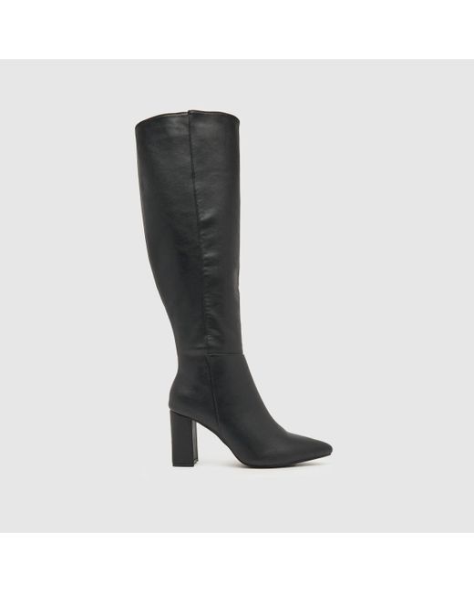 Schuh Black Ladies Dua Block Heel Knee Winter Boots