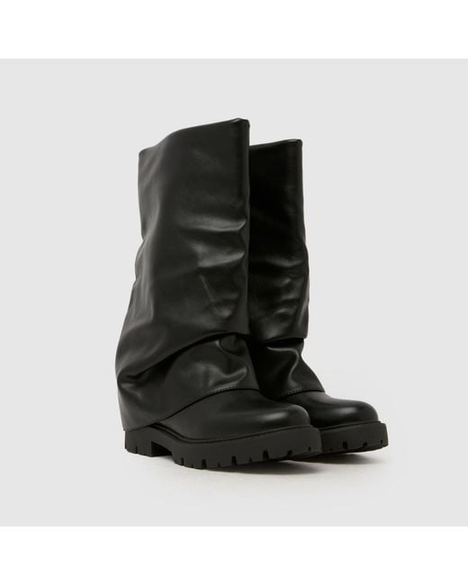 Schuh Black Dartford Ruched Skirt Boot Boots