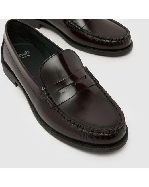 Schuh Black Liverpool Penny Leather Loafer Flats