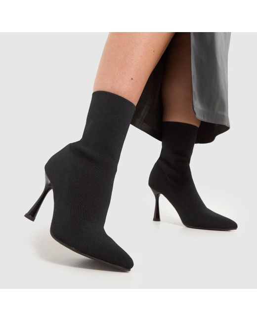 Schuh Black Bravo Knit Sock Ankle Boots In
