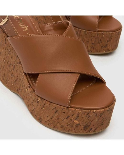 Schuh Brown Valentina Cork Wedge Sandals