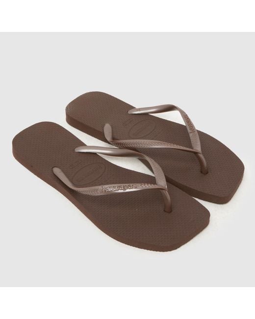 Havaianas Brown Slim Square Flip Sandals