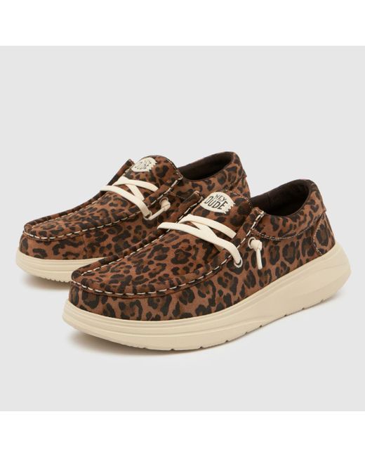 HeyDude Brown Wendy Comf Suede Trainers