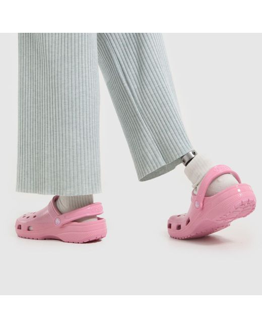 CROCSTM Pink Classic High Shine Clog Sandals In