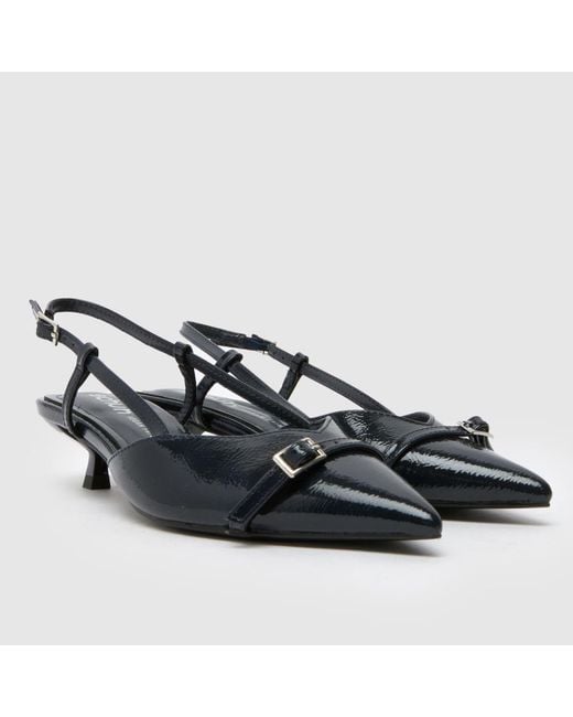 Schuh Black Sybill Buckle Kitten Low Heels