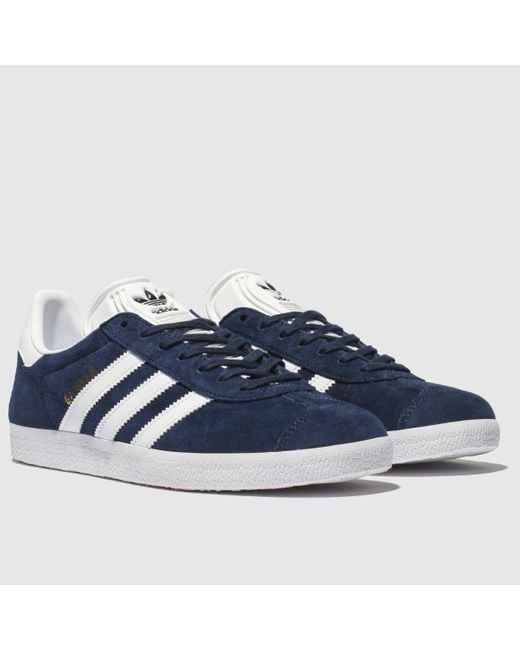 Adidas Suede Gazelle Navy Blue And White Trainers For Men Lyst