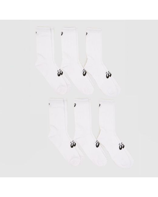 Asics White Crew Socks 6 Pack