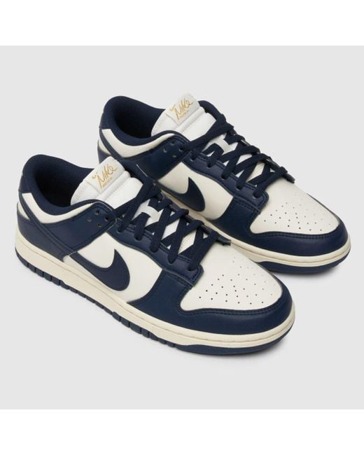 Nike Blue Dunk Low Trainers In Ivory & Navy for men