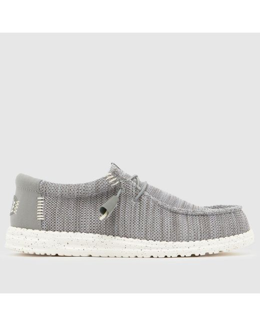 HeyDude Gray Wally Stretch Sox Shoes for men