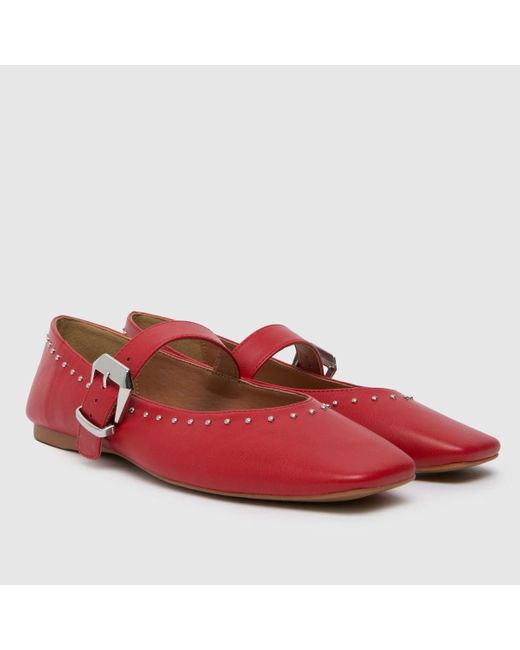 Schuh Red Lucy Studded Ballerina Flat Shoes In