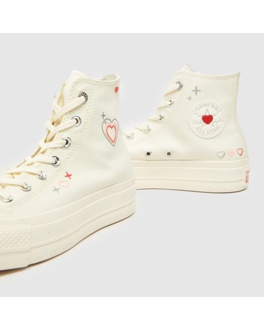 Converse Natural All Star Lift Hi Y2k Heart Trainers In