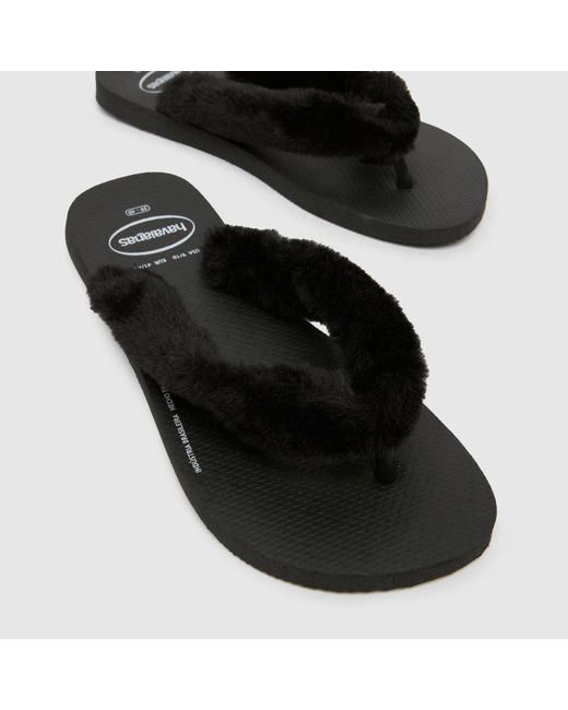 Havaianas Black Top Fluffy Sandals