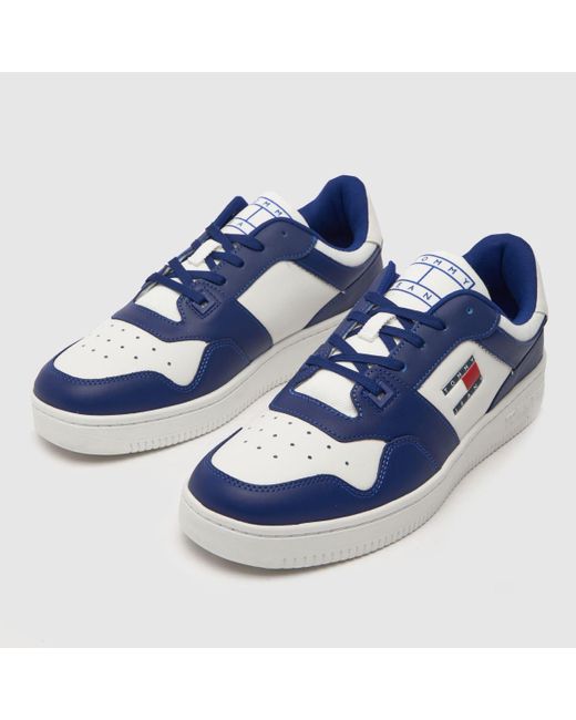 Tommy Hilfiger Basket Trainers In White & Blue for men