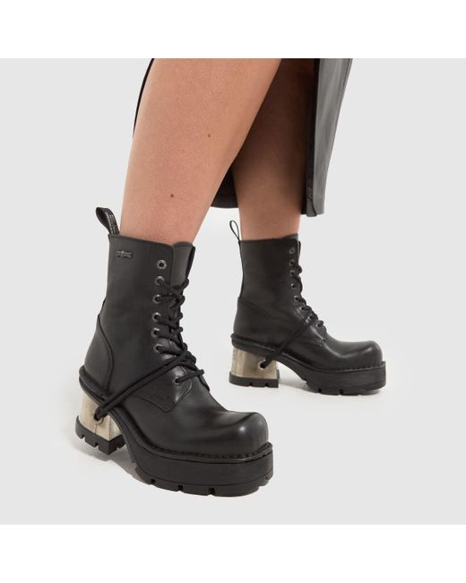 New Rock Black Heeled Boots In