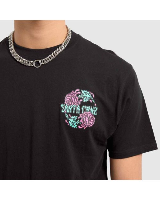 Santa Cruz Black Dressen Rose Crew Two T-shirt In for men
