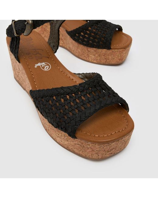 Blowfish Black Aric Woven Wedge High Heels