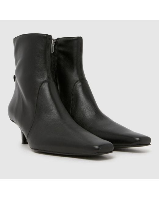 Schuh Black Bowden Leather Heeled Boots