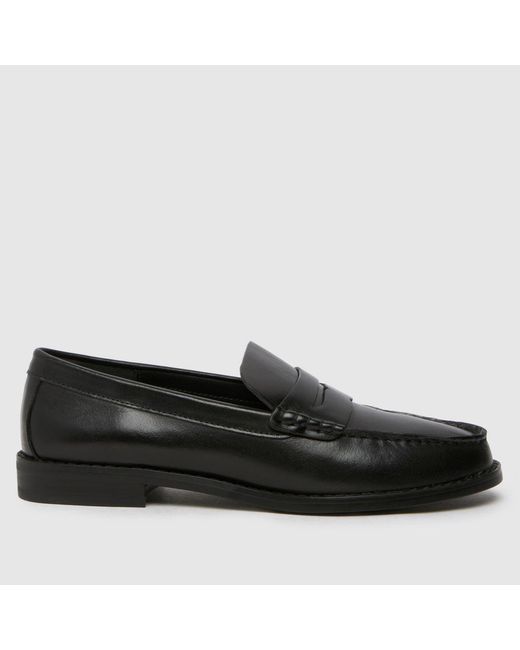 Schuh Black Lillian Ladies Leather Penny Loafer Flat Shoes