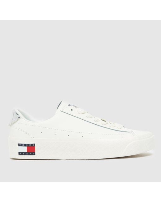 Tommy Hilfiger White Vulc Leather Trainers In