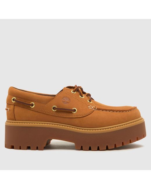 Timberland Brown Stone Street Boat Flat Shoes In