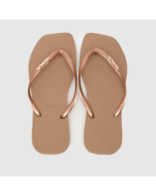 Havaianas Natural Slim Square Logo Metallic Sandals