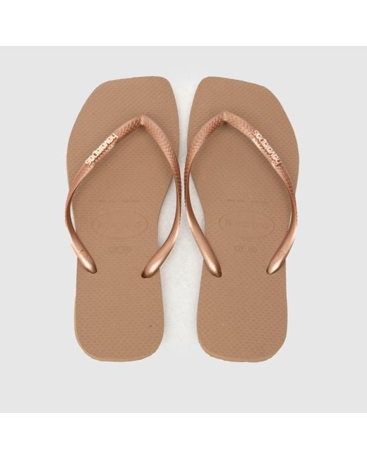 Havaianas Natural Slim Square Logo Metallic Sandals