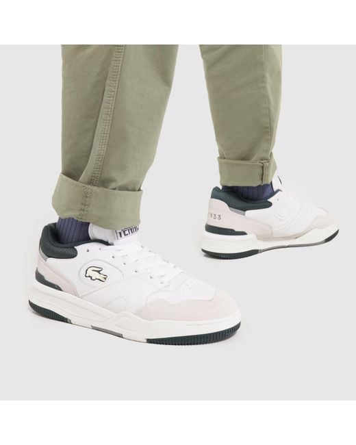 Lacoste Lineshot Trainers In White & Green for men