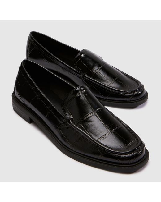 Schuh Black Lipstick Croc Loafer Flats