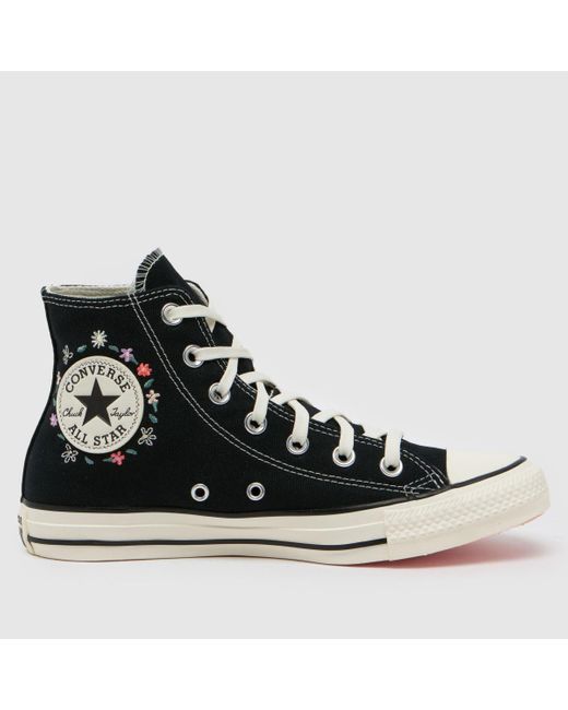Converse Black All Star Hi Little Florals Trainers In