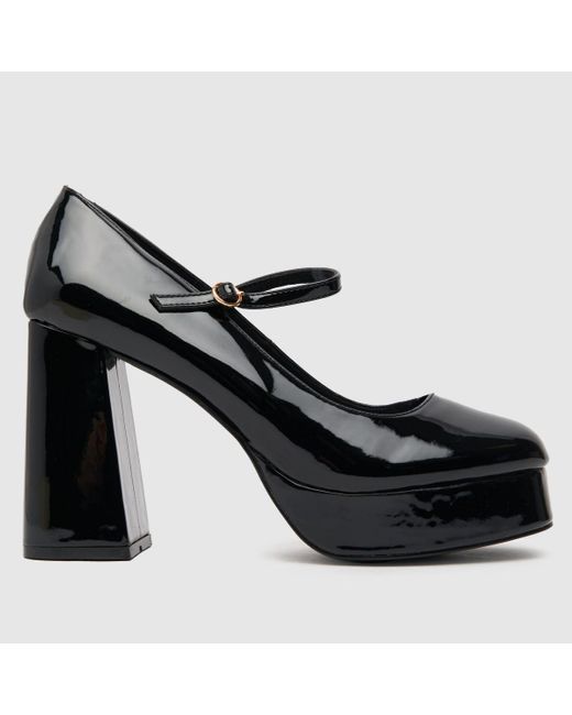 Schuh Black Stassy Mary Jane Platform High Heels In