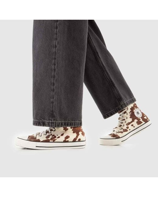 Converse Brown All Star Hi Winterluxe Cow Trainers