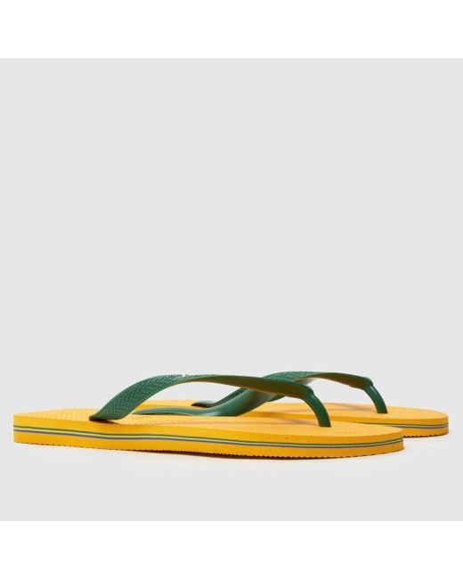 Havaianas Yellow Brasil Logo Flip Sandals for men