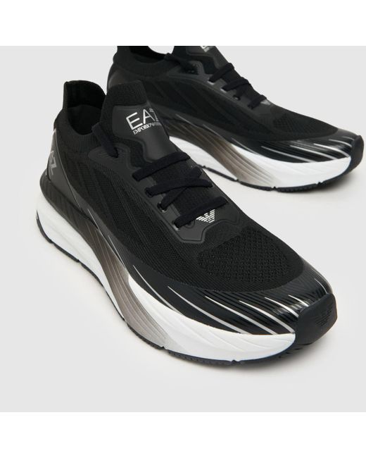 EA7 Black Crusher Distance Sonic Knit Trainers In for men
