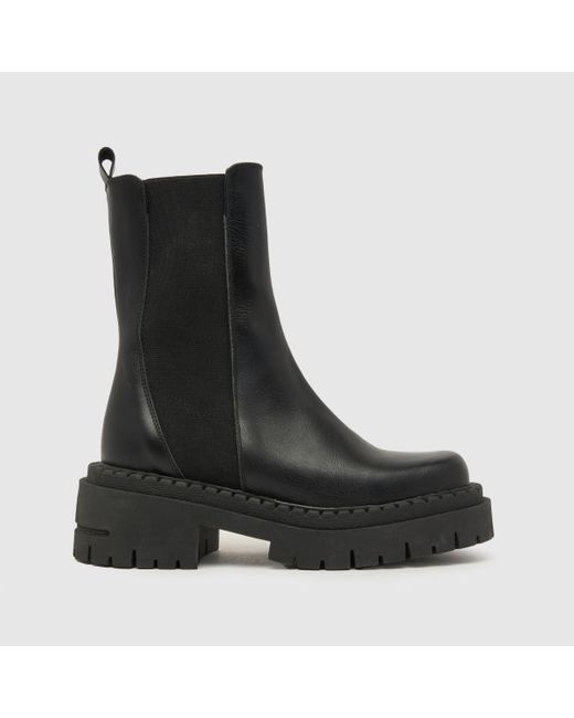 Schuh Black Ladies Andrea Leather Chunky Chelsea Boots
