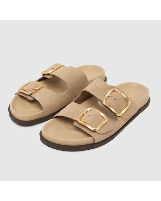 Schuh Brown Tylee Buckle Footbed Sandals